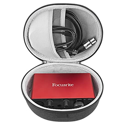 GEEKRIA Shield Case Compatible with Focusrite Scarlett Solo 3nd Gen Hard Case, Audio Interfaces Replacement Hard Shell Travel Carrying Bag with Cable Storage (Grey)