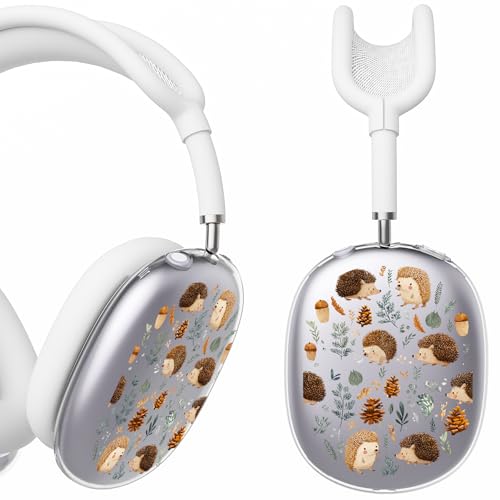 for AirPods Max Headphones Hedgehog Ear Covers for AirPods Max 2 | Cute Leaves Clear Ear Cups Cover | White Silicone Ear Pad Case Headband Cover for Apple AirPods Max 2/1 (2026/2024/2020) - color: Hedgehog/White