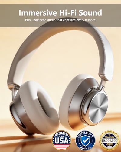 Wentronic Y03 Bluetooth Headphones Wireless Active Noise Cancelling Over Ear Headphones 48 Hours Playtime High Sound Quality 6 EQ Music Mode Headphones with Soft Ear Cushion - Silver - color: Silver