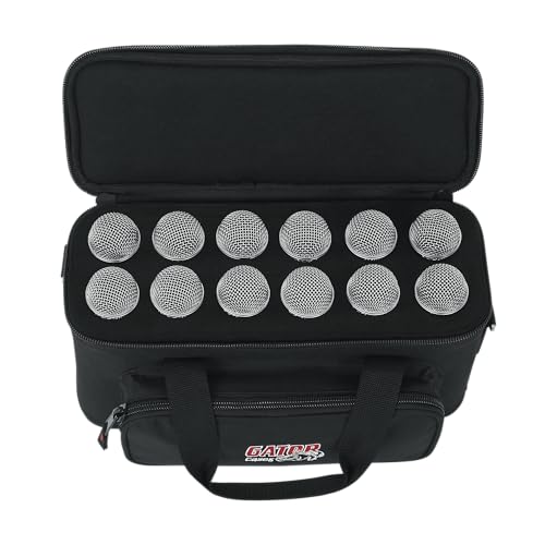 Gator Cases GM-12B Carry Bag with Foam Drops for Up to 12 Wired Microphones - size: (12) Wired Microphones (Nylon), style: (12) Wired Microphones (Nylon)