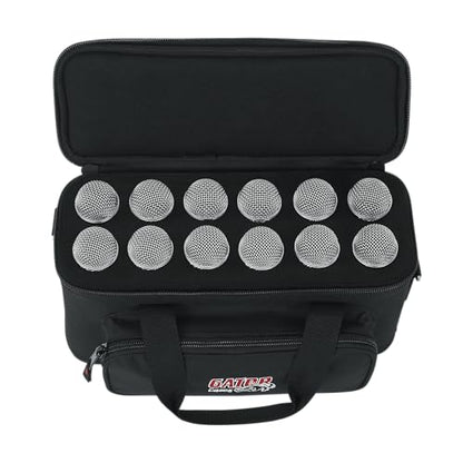 Gator Cases GM-12B Carry Bag with Foam Drops for Up to 12 Wired Microphones - size: (12) Wired Microphones (Nylon), style: (12) Wired Microphones (Nylon)