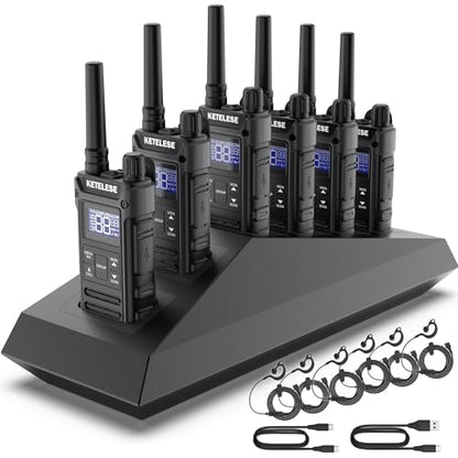 T3G Heavy Duty Walkie Talkies, IP67 Waterproof Two Way Radio with Earpiece, Triple Proof, Three Charging Options, USB, NOAA, Emergency GMRS 2 Way radios(6 Pack), Black/Grey