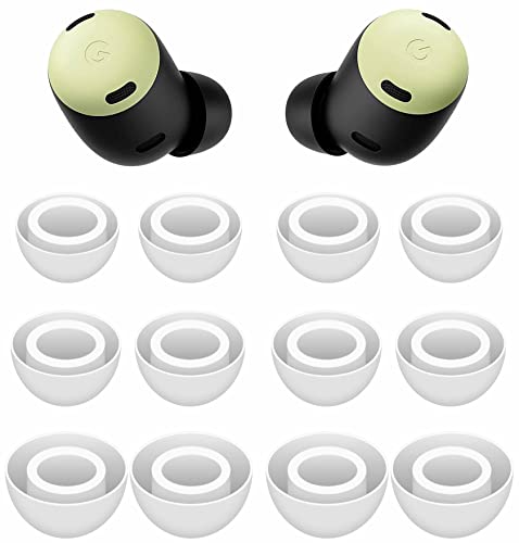 6 Pairs Eartips Compatible with Pixel Buds Pro Ear Tips Buds, Replacement Silicone Rubber Earbuds Gel Earplug Wing Fit in Case Accessories Compatible with Google Pixel Buds Pro - S/M/L White - color: White