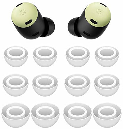 6 Pairs Eartips Compatible with Pixel Buds Pro Ear Tips Buds, Replacement Silicone Rubber Earbuds Gel Earplug Wing Fit in Case Accessories Compatible with Google Pixel Buds Pro - S/M/L White - color: White