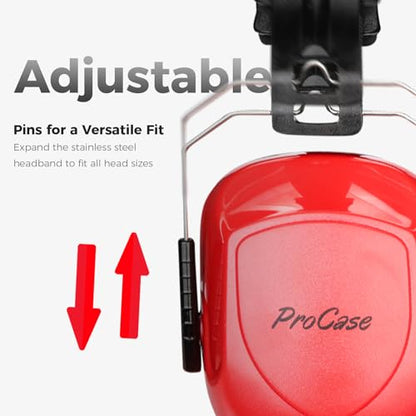 ProCase NRR 28dB Noise Reduction Ear Muffs, Foldable Adjustable Noise Cancelling Headphones - color: 1 - Bright Red