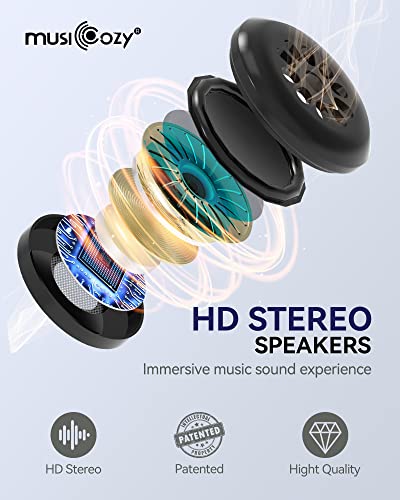 MUSICOZY Sleep Headphones Bluetooth 5.4 Sleep Mask with HD Sound | Breathable Flat Design with Cooling Lining, Washable Headband, 14 Hours Playtime for Travel Meditation Relaxation Gifts - color: Blue