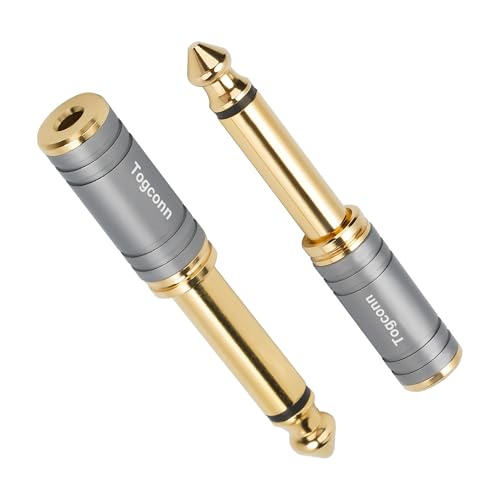 6.35mm 1/4 Inch to 3.5mm 1/8 Inch Adapter 2 Pack, 6.35mm Quarter Inch TS Mono Male to 3.5mm TRS Female Stereo Jack Plug Audio Converter Connector Premium Quality Series for Speaker, Headphone, Guitar - color: 6.35mm(TS) Male to 3.5mm Female, size: 2 Pack