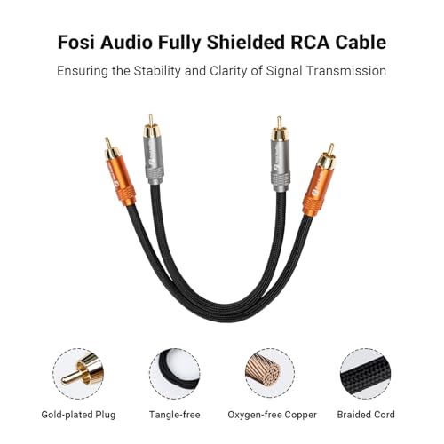 Fosi Audio 2RCA to 2RCA Cable 0.9Ft, Gold-Plated 2 RCA Male to 2 RCA Male Stereo Audio Cable for Home Theater Systems/Amplifier/Preamplifier/Active Speakers(0.3m/0.9Ft)