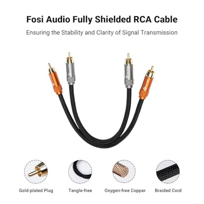 Fosi Audio 2RCA to 2RCA Cable 0.9Ft, Gold-Plated 2 RCA Male to 2 RCA Male Stereo Audio Cable for Home Theater Systems/Amplifier/Preamplifier/Active Speakers(0.3m/0.9Ft)
