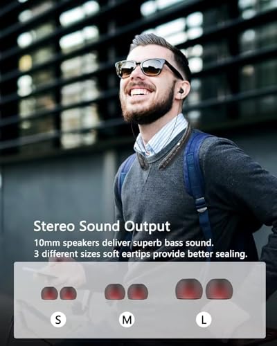 Retractable Neckband Bluetooth Headphones, No-Tangle Wireless Earbuds with 14Hrs Playtime, IPX5 Rating, CVC Noise Cancellation Mic for Crystal Clear Calls, Ideal for Running, Gym, Exercise