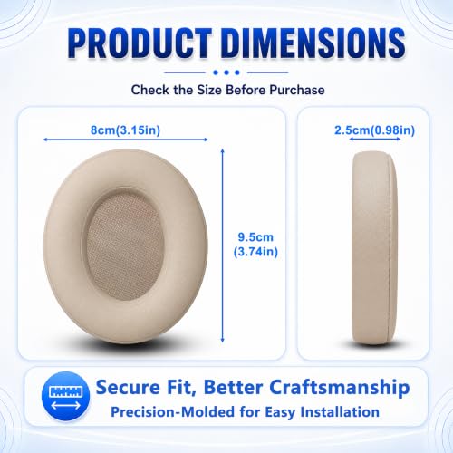 Replacement Ear Pads for Beats Studio 2 & Studio 3 (B0501, B0500) Wired & Wireless Headphones, Protein Leather Earpads Cushions with Memory Foam, Extra Thick Ear Cups,1 Pair (Light Gold) - color: Light Gold