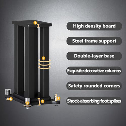 A Pair of Speaker Stands, Bookshelf Speaker Stand Steel Frame Support for Speakers up to 40 kg, Vibration-Absorbing MDF Design, Studio Monitor Stands Improves Sound Quality (70cm/27.5in) - size: 70cm/27.5in