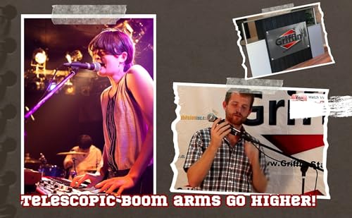 GRIFFIN 5 Pack Mic Boom Stands with Telescoping Arms & Microphone Clips (StageLOCK Series) – Adjustable Tripod Mounts for Studio, DJ, Karaoke Use