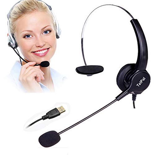 Corded Noise Cancelling Monaural Headset with USB Headset Adapter as Office PC Headset for Computer/PC/Laptop Use Only - size: Monaural