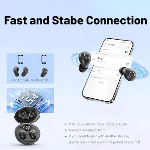 Invisible Sleep Headphones,Mini Invisible Silicone Sleep Earbuds for Side Sleepers, Noise Blocking Sleeping Headphones,Extensive Sleep Audio, Ultra Comfort for Side Sleepers,Bluetooth 5.4 (Black) - color: Black