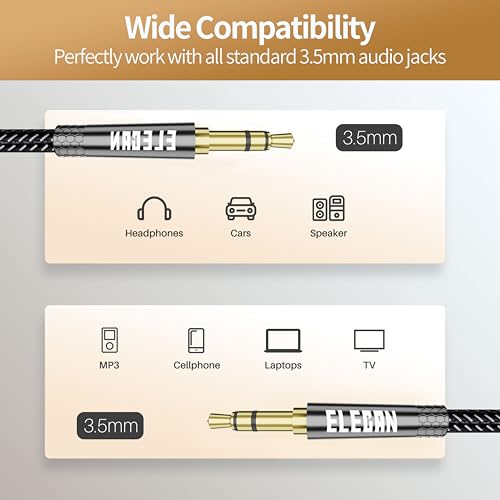 3.5mm AUX Cable 4 Ft/2 Pack (Hi-Fi Sound-Zinc Alloy Case-OD 3.5MM-Ultra Slim&Soft) Auxiliary Stereo Audio Cable Braided 1/8 inch 3.5 mm AUX Cord for Headphones,Car,Home Stereos, Speaker,Phones - size: 4FT-2PK, style: Straight to Straight