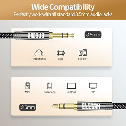 3.5mm AUX Cable 4 Ft/2 Pack (Hi-Fi Sound-Zinc Alloy Case-OD 3.5MM-Ultra Slim&Soft) Auxiliary Stereo Audio Cable Braided 1/8 inch 3.5 mm AUX Cord for Headphones,Car,Home Stereos, Speaker,Phones - size: 4FT-2PK, style: Straight to Straight