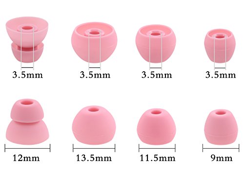 ALXCD Ear Tips for BeatsX in-Ear Headphone, 4 Pair SML & Double Flange Durable Soft Silicone Replacement Ear Bud Eartip, Fit for Beats by Dr. Dre BeatsX [4 Pair](Pink)