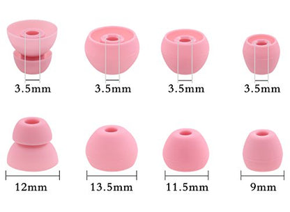 ALXCD Ear Tips for BeatsX in-Ear Headphone, 4 Pair SML & Double Flange Durable Soft Silicone Replacement Ear Bud Eartip, Fit for Beats by Dr. Dre BeatsX [4 Pair](Pink)