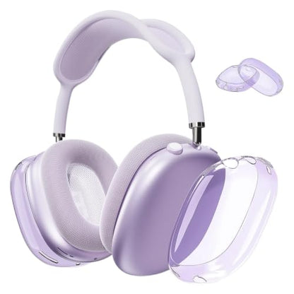 MOLOPPO Transparent Purple Case for AirPods Max 2/1 | Soft TPU, Protective, Anti-Scratch, Slim Fit Design, Multi-Gen, USB-C, Lightning - color: C-Transparent Purple