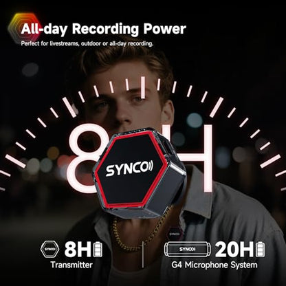 SYNCO G4 Wireless Lavalier Microphone for iPhone/Android Phone/Camera