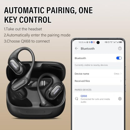 Open Ear Headphones, AI Translation Earbuds Real Time, Black | HiFi Stereo Open Ear Buds with HD Mic, 50H LED Power Display Air Conduction Earbuds, AI Translation Earbuds Real Time - color: Black