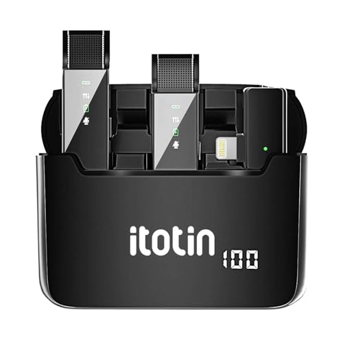 Wireless Microphone (1 TX + 1 RX), Mini Lapel Mic with Charging Case, 6H, Wireless Mic for iPhone, Video Recording, YouTube, Interview, Vlog, TikTok, Live Stream-Lightning Port - size: Lightning