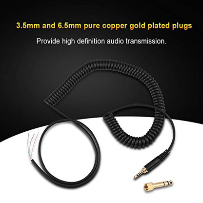 Coiled Audio Cable, 3.5mm Plug Jack Connector Earphones Audio Spring Wire Headphones Coil Cable for DT 770 770Pro 990 990Pro