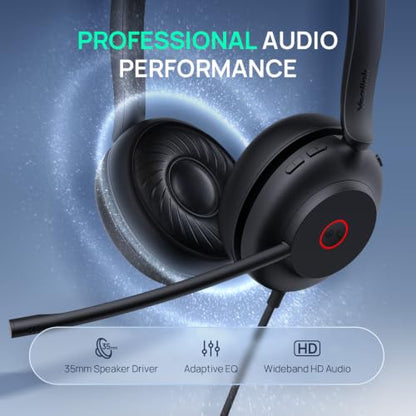 Yealink UH35 2nd Gen Wired Headset, USB-C/A,AI Noise Canceling Mic,HD Audio | Teams/Zoom Certified, Dual-ear Headphones with 2-Microphones, Play & Plug for Computer/Phone, WFH, Call Center,35mm Speakers - color: UH35 2nd USB-C/A, size: Dual-Ear (UC)