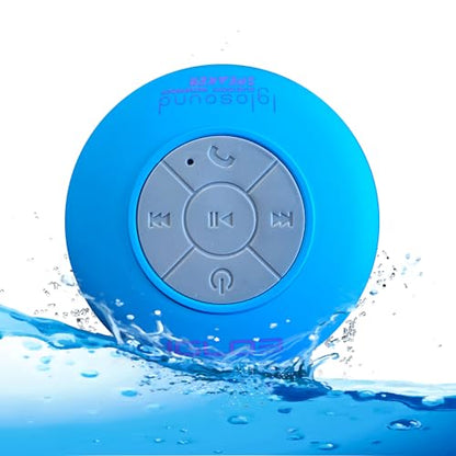 IgloSound Water Resistant HD Bluetooth 4.0 Speaker - Control Buttons and Dedicated Suction Cup for Showers or Pool - Built-in Microphone and Voice Control - Outdoor Suitable - 6hrs of Playtime (Blue)