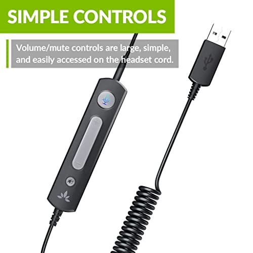 Avantree Dulcet Pro - Wired Headset with ENC Noise Cancelling Microphone, USB-A Connectivity, in-line Controls for Volume & Mic Mute, Adjustable Boom Mic for PC Computer Laptop
