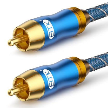 EMK Digital Coaxial Audio Cable for Audiophile 75-Ohm SPDIF Coax Subwoofer Cable RCA to RCA with OFC Core and Shielded (1.5ft/0.5m) - size: 1.5ft/0.5m