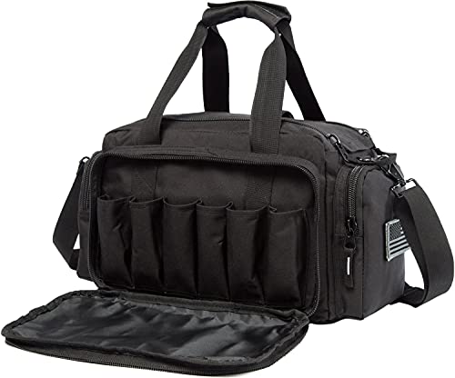 Range Bag | Gun Range Duffle Bag for Handguns and Ammo,USA Flag Patch Included. - color: Black