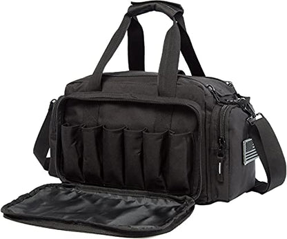 Range Bag | Gun Range Duffle Bag for Handguns and Ammo,USA Flag Patch Included. - color: Black