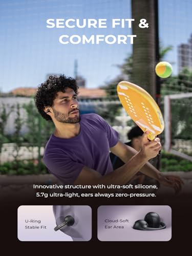 Haowolf Open Ear Bluetooth 5.4 Bone Conduction Headphones, 4 Mics Clear Calls Wireless Clip On Earbuds, 5.7g Ultra-Light, AI Music Generator, 30H Hi-Fi Stereo Playtime for Running, Black