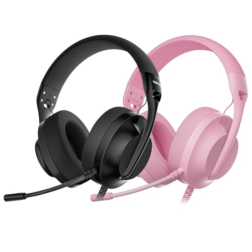 WIRWTRU S30 Gaming Headset with Microphone, Lightweight Design Wired Gaming Headphones