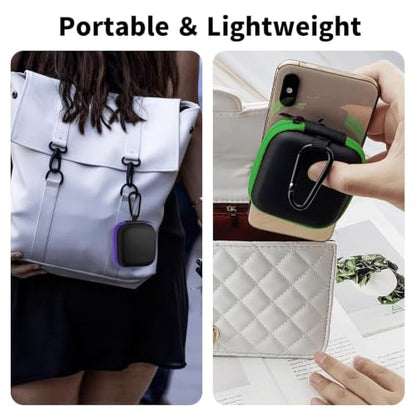 2 Pack Square Earbud Case Storage Bag with Carabiner, Purple/Green - color: B2-Purple/Green