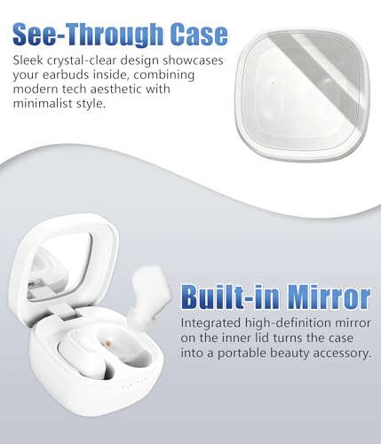 Wireless Earbuds, Bluetooth 5.3 Headphones with Semi-Transparent Case, 30H Playback LED Power Display, IP54 Waterproof in-Ear Ear buds Built in Mics, Clear Calls Earphones for Sports Workout, White - color: White