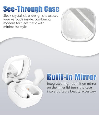 Wireless Earbuds, Bluetooth 5.3 Headphones with Semi-Transparent Case, 30H Playback LED Power Display, IP54 Waterproof in-Ear Ear buds Built in Mics, Clear Calls Earphones for Sports Workout, White - color: White