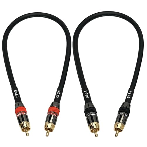 CNCESS CESS-163-1f Low Noise 12 Gauge Premium RCA Audio Line Patch Cable (1 Foot) - size: 12 inches