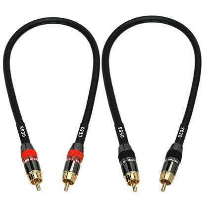 CNCESS CESS-163-1f Low Noise 12 Gauge Premium RCA Audio Line Patch Cable (1 Foot) - size: 12 inches