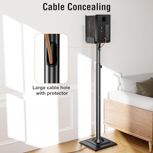 Speaker Stands Pair, 34"-43.3" Height Adjustable, Max 11 lbs, Cable Conceal | Speaker Stand for Surround Sound, Sturdy Spring-Loaded Floor Standing for Satellite Rear Bookshelf Speaker - size: Height 34"-43.3"