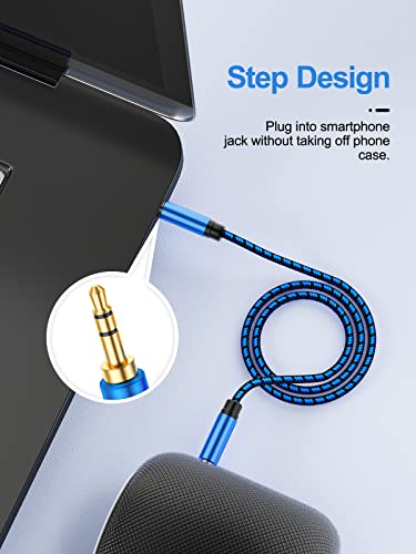 Aux Cord 3 ft - Nylon Braided 3.5mm Audio Cable for Car Stereo, Aux Cable for Headphones, Speakers - size: 3ft