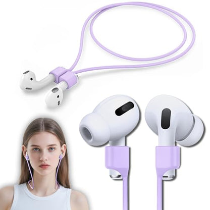 Mooyavia Ultra Strong Magnetic Anti-Lost Strap for AirPods Pro-Purple | Compatible with AirPods Pro 3/2/1 & AirPods 4/3/2/1,Soft Silicone Sport Neck Lanyard,Lenth 29.9 in - color: B4-purple