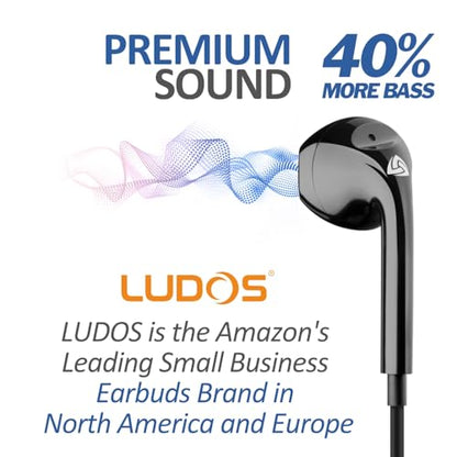 LUDOS Zenith Wired Earbuds in-Ear Headphones, 5 Year Warranty, Earphones - color: Black, size: 3.5 mm
