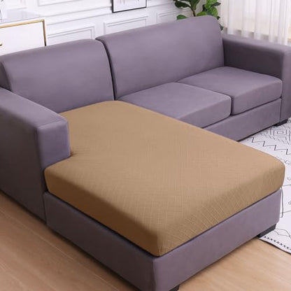 Jacquard Couch Cushion Covers, L Shape Sectional Sofa Slipcovers | Diamond Lattice, L Shape Sectional Fit, Washable, Chaise Cushion Cover, Sofa Protection (1 Piece for Chaise) - color: Camel, size: Chaise (1 Piece)