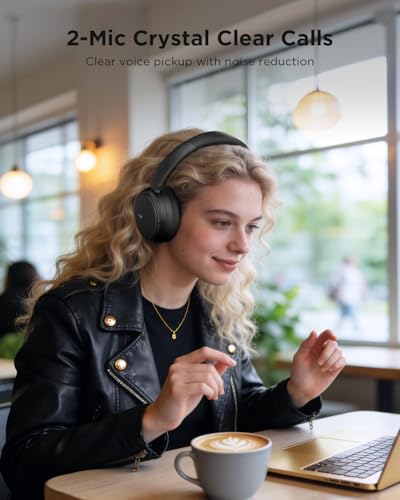 TALIX H30 Hybrid Active Noise Cancelling Headphones, 110H Playtime Hi-Res Audio Bluetooth 6.0 Wireless Over Ear ANC Headphones for Commute/Travel (Black) - color: Black