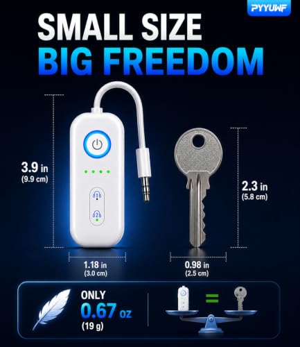 Bluetooth 5.4 Transmitter Receiver, Wireless Audio Adapter, Airplane Gadgets & Travel Essentials – for 2 Headphones, 20H Battery, aptX Low Latency, 3.5mm AUX Jack, for Car, TV, Home-Cream