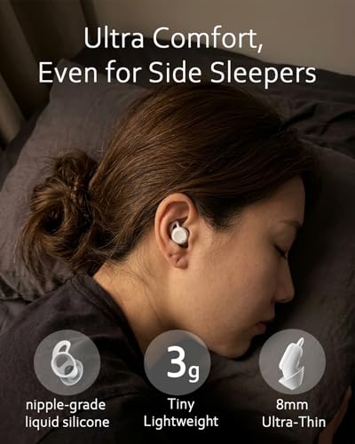 Sleep ANC Earbuds, Noise Cancelling Comfortable Side Sleeper Headphones