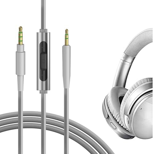 GEEKRIA Audio Cable with Mic Compatible with Bose QC Ultra/45/35II/35/700 Headphones Cable, 3.5mm to 2.5mm Replacement Stereo Cord with Inline Microphone and Volume Control (4 ft/1.2 m)